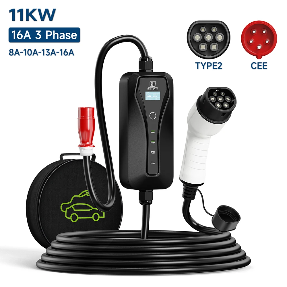 11KW 16A EV Charger Type 2 EVS - Type 2 Portable Ev Charger 11Kw Cee review and price