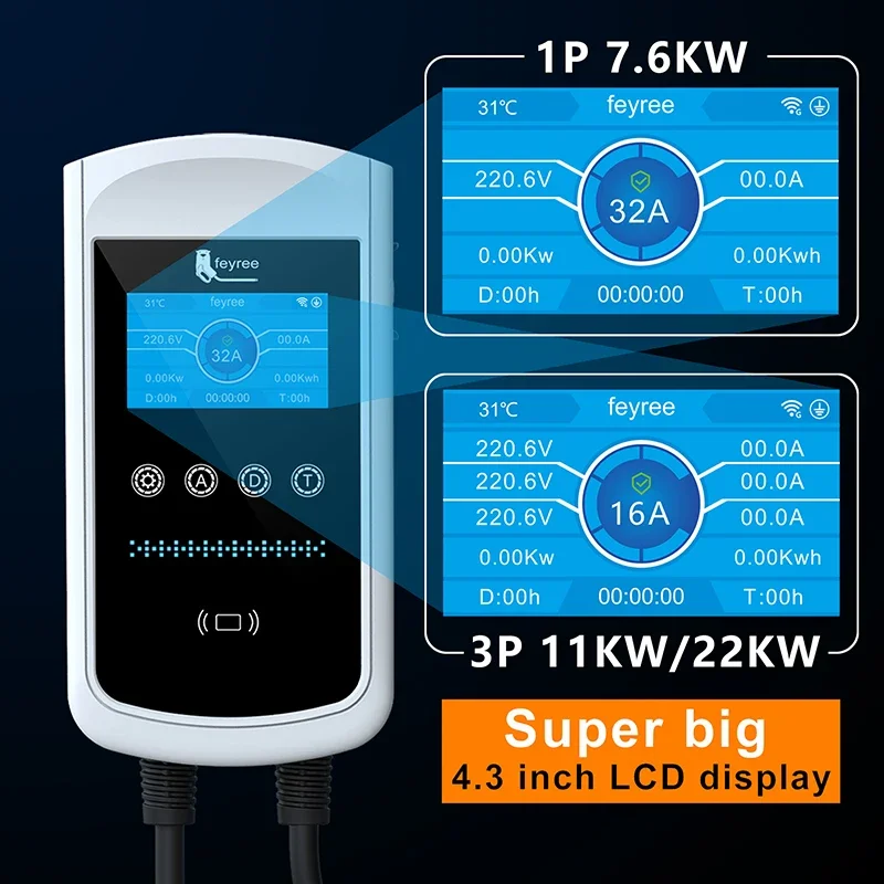 Feyree Type2 EV Charger 32A 7. - Ev Charger Type 2 22Kw 32A 3 Phase review and price